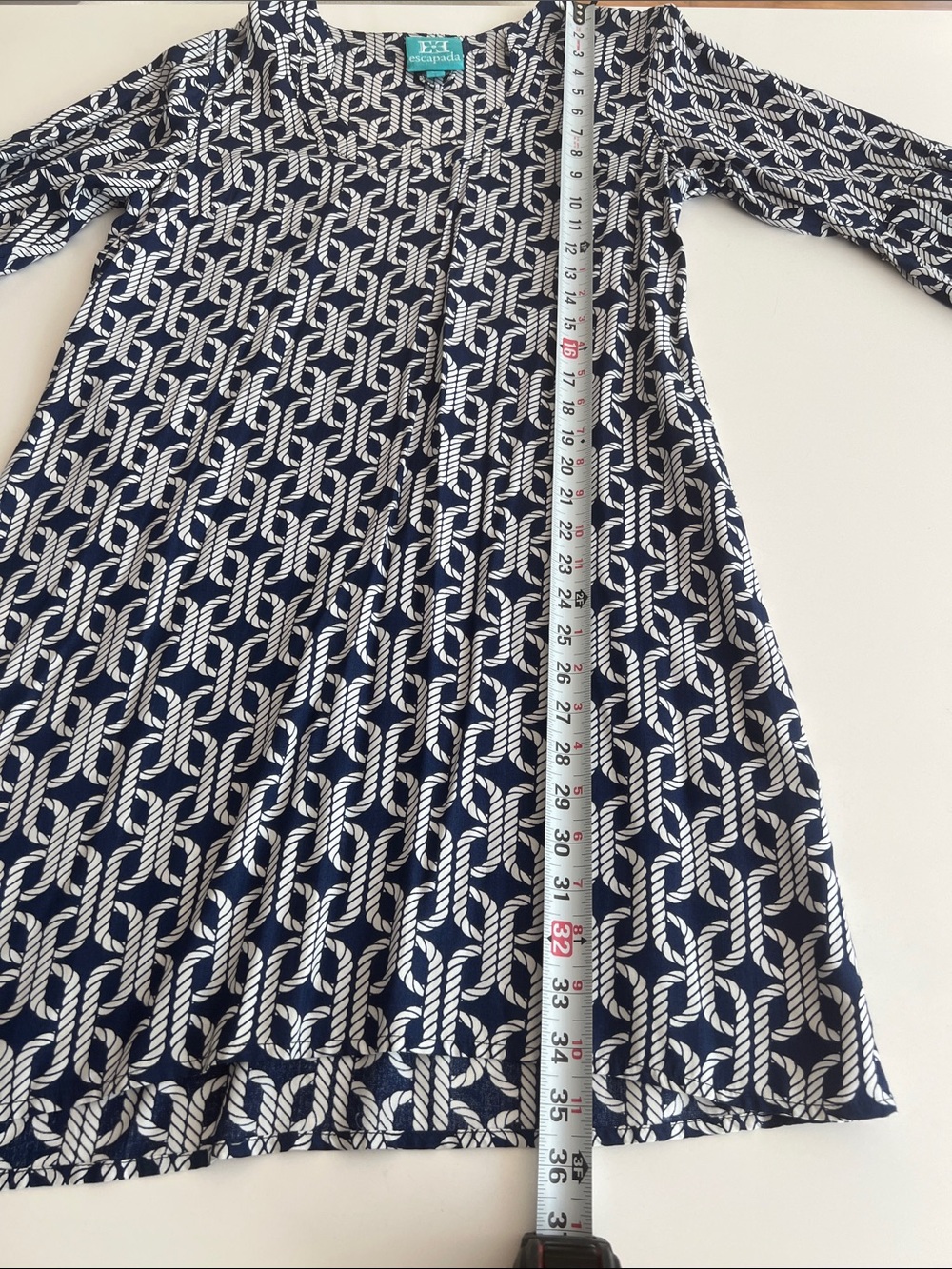 Escapada Bell Sleeve Navy and White Rope Dress - Picture 10 of 10
